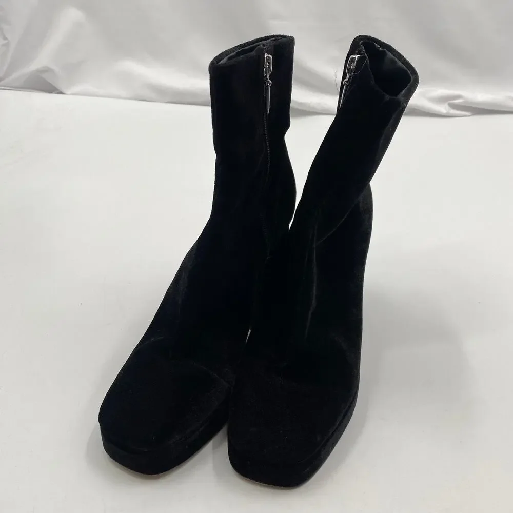 Schutz platform black velvet booties